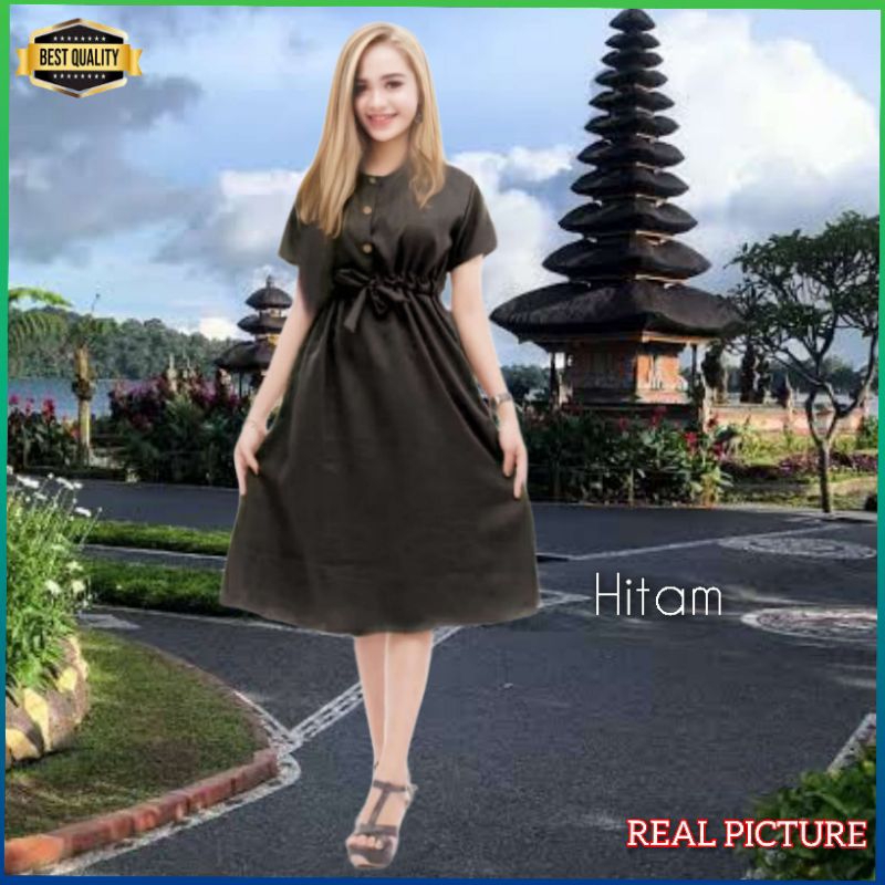 Dress Wanita Althaea Kekinian Casual Dress Hitam