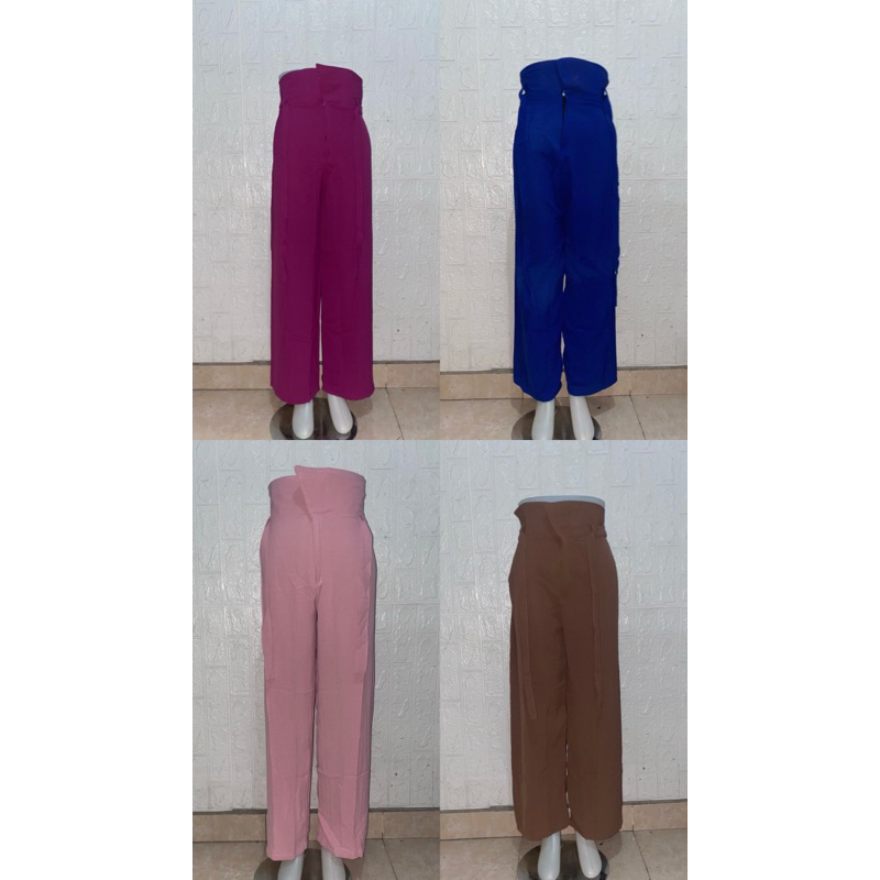 Celana Kulot Resleting Bahan Airflow