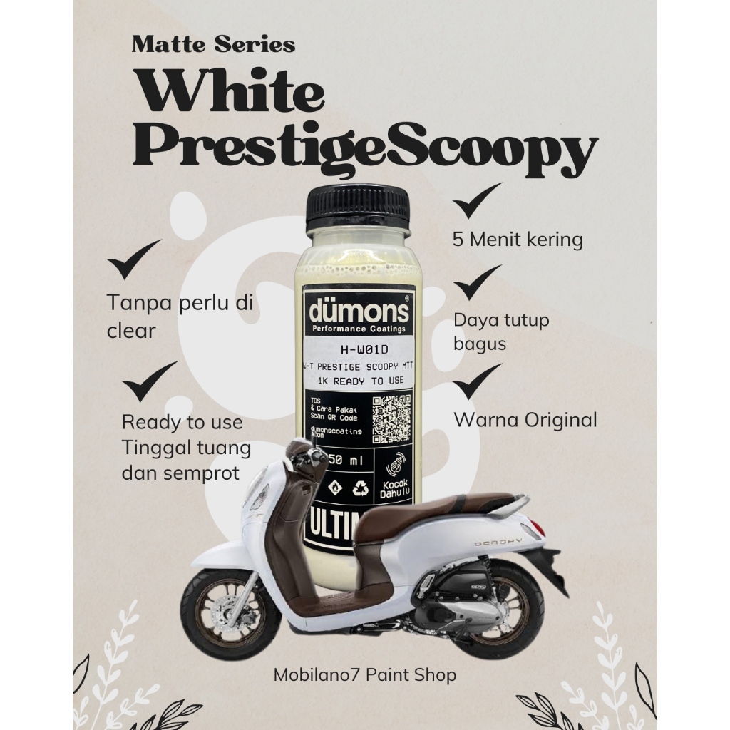 Prestige White Scoopy - PUTIH MUTIARA - PUTIH SCOOPY - WHITE DOFF SCOOPY -WHITE GOLD SCOOPY - PUTIH 