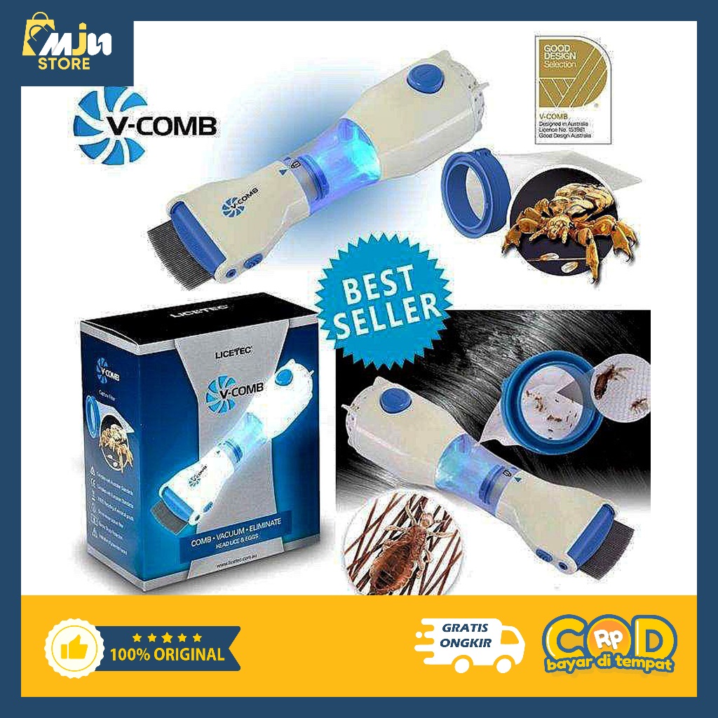 Alat Penyedot Kutu Sisir Vakum Kutu Rambut Dan Telur Kutu Elektrik V-Comb Original