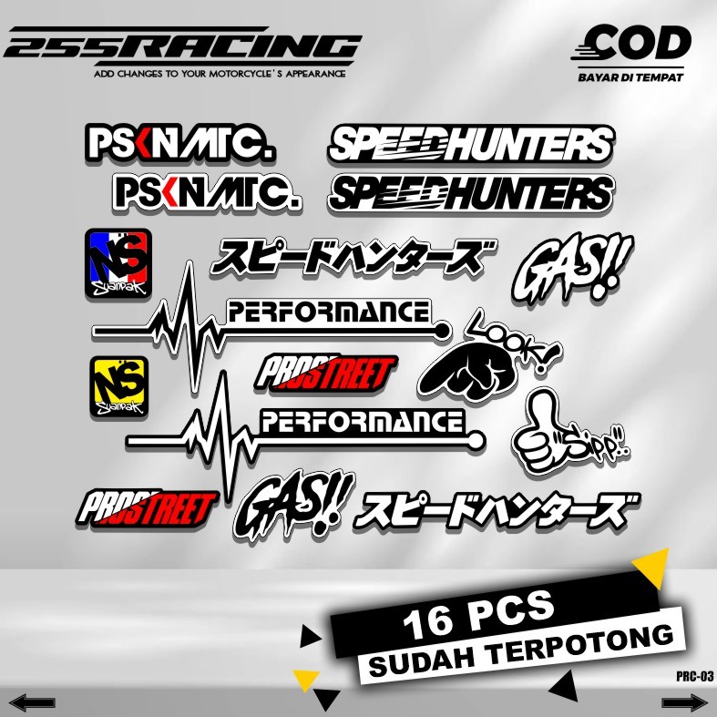 

STIKER KECIL STIKER PACK ISI 16 PCS - STIKER PACK RACING TERBARU VINYL PRINT CUT SUDAH TERPOTONG