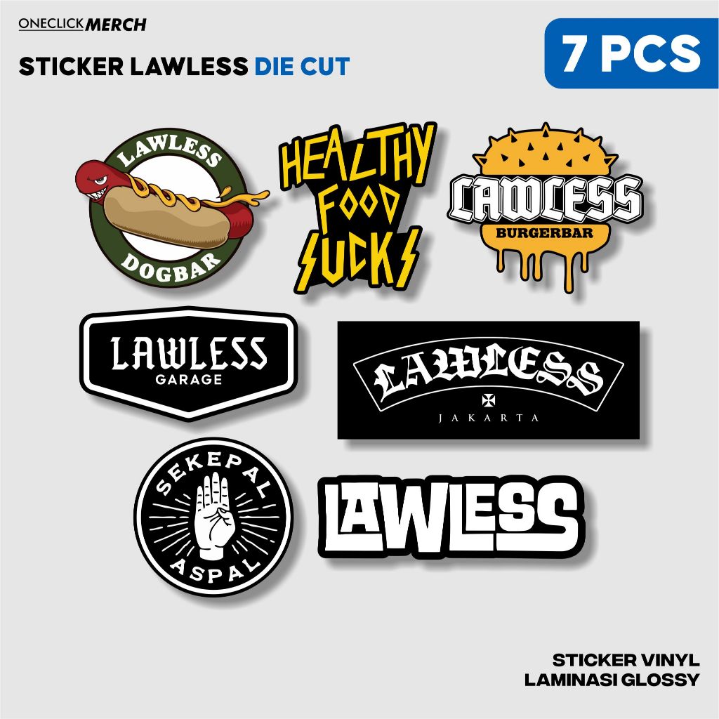 

Sticker Pack LAWLESSJKT Die Cut Bahan Vinyl Untuk Hp Laptop Helm Aesthetic
