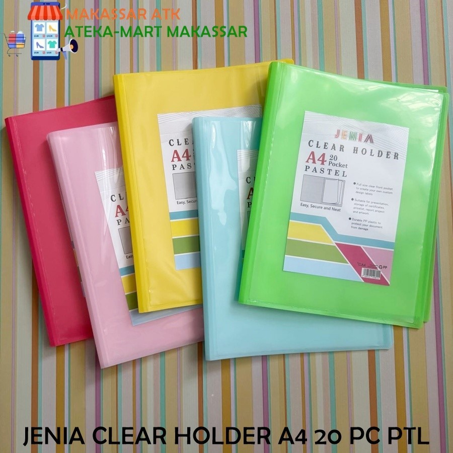 

[1PCS] JENIA CLEAR HOLDER A4 20 POCKET PASTEL MAP KANTONG