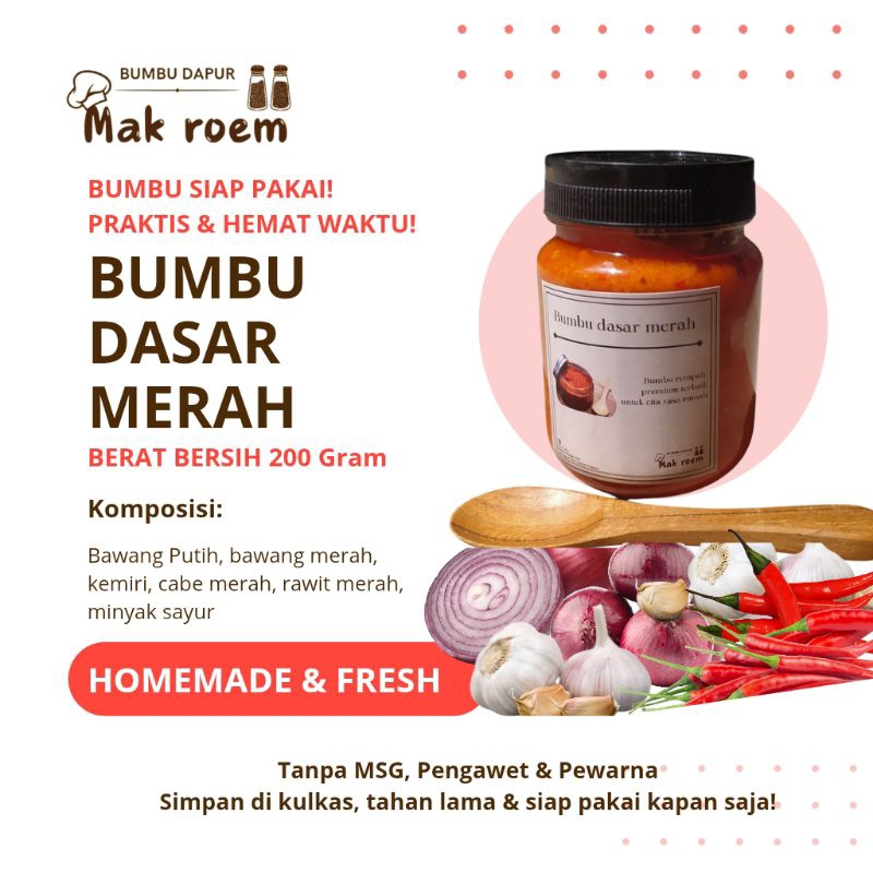 

By Bumbu Dapur Mak Roem, Bumbu Dasar Merah, premium, alami non MSG
