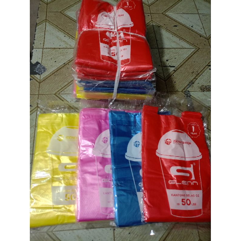 Kantong plastik cup 1gelas warna