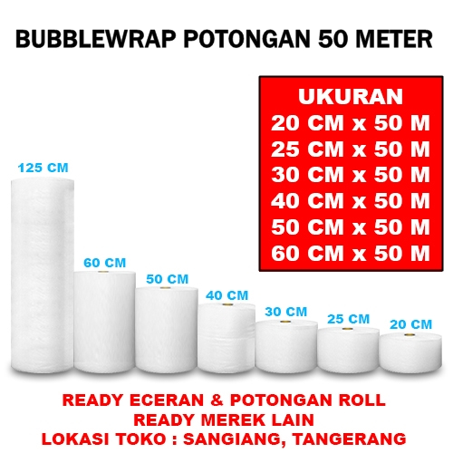 

Bubble Wrap potongan rol 20 25 30 40 50 60 cm x 50 Meter Bubblewrap Upack Babel Wrep Muliapack bubble gelembung paket online shop