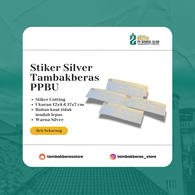 

TAMBAKBERAS" Stiker Cutting Warna Perak Ukuran 12*4 CM