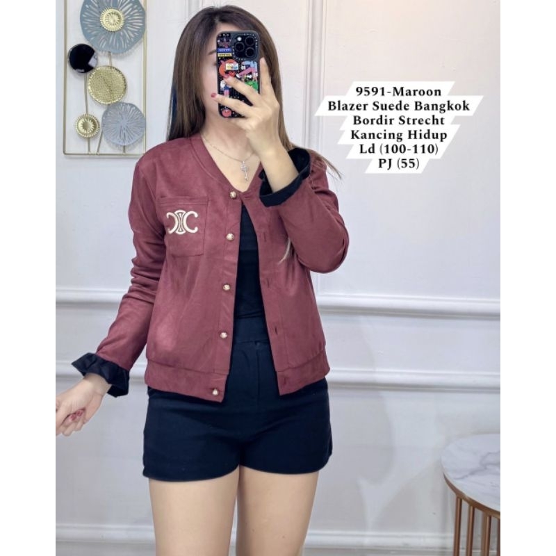 ELL 9591 BLAZER SUEDE WANITA IMPORT / READY / REALPICT