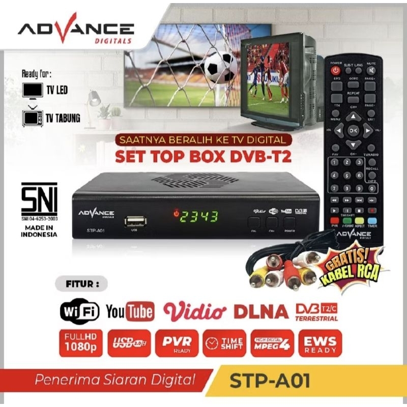 Set Top Box penerima TV digital ADVANCE FUUL HD bisa YOUTUBE