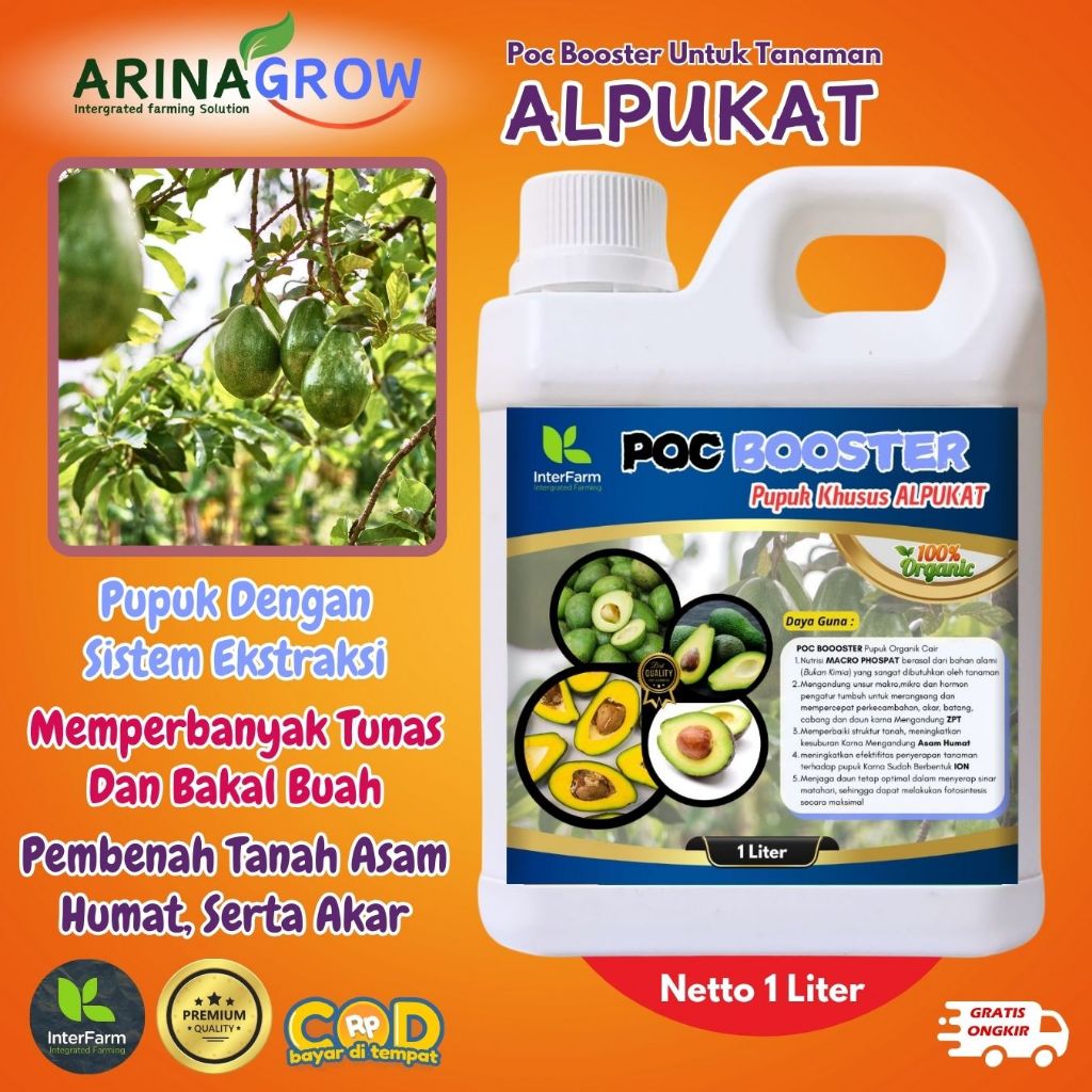 Pupuk Pelebat Buah Alpukat/ Pupuk Untuk Tanaman Alpukat/ POC Booster Alpukat 1 Liter INTERFARM