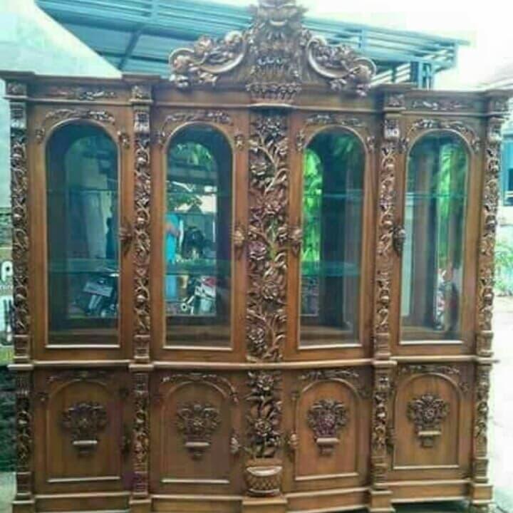 Lemari Hias Shima Ukir Jepara Lemari Mebel Jepara / Lemari Pajangan Perabotan Rumah / Lemari Murah A