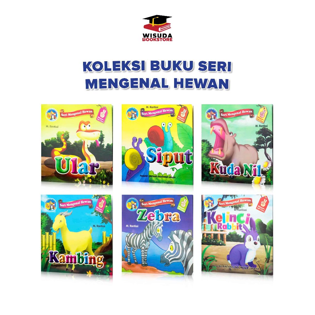 Buku Anak 2 Tahun : Bilingual Seri Mengenal Hewan Zebra Kuda Nil Siput Ular Kelinci Full Color / BIN