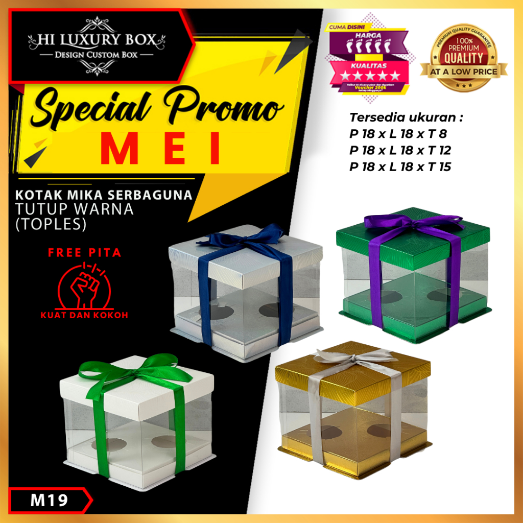 

Box Mika / Kotak Kue Mika / Box Toples + Tatakan / Packaging Mika / M19
