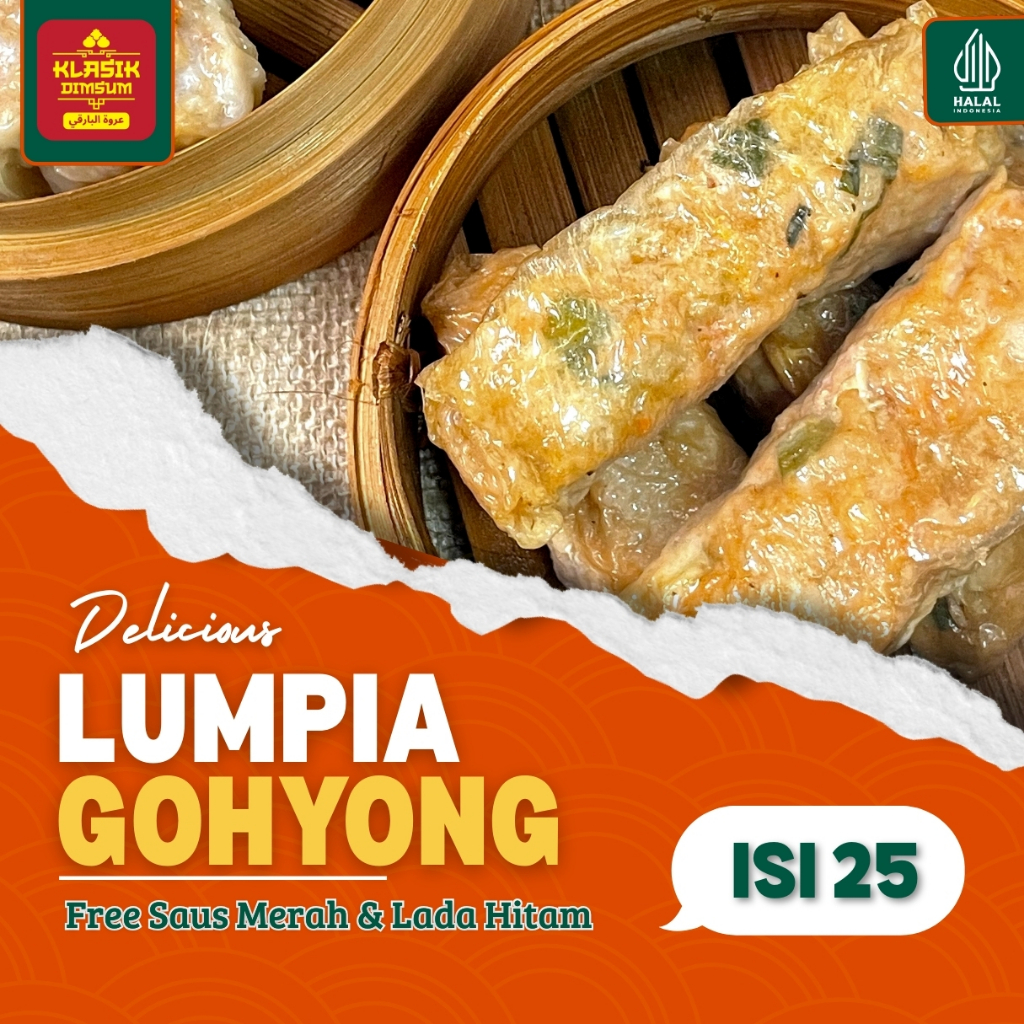 

Best Seller!!! Lumpia Gohyong Frozen Premium isi 25 pcs GRATIS Saus Merah & Lada Hitam
