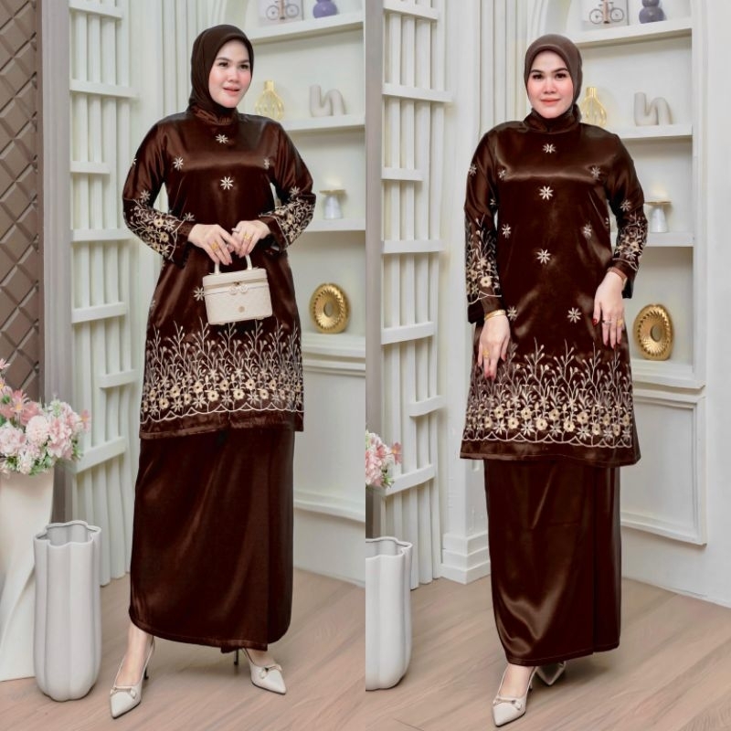 SET KURUNG SATIN BORDIR PREMIUM