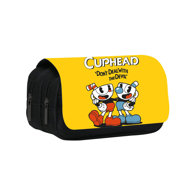 

Tempat Pensil Import Cuphead tea cup head peripheral student pencil case large capacity double-layer zipper pencil case pencil case Foreign trade