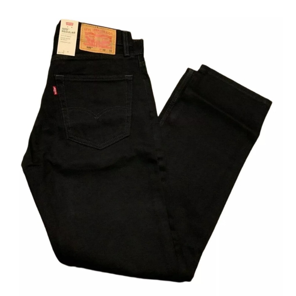 Levis 505 Jeans New Regular Fit Straight Leg Color Black
