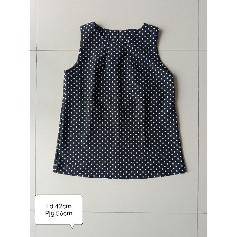 [size xs-s] Preloved baju atasan tanktop hitam polkadot ABG remaja tebal