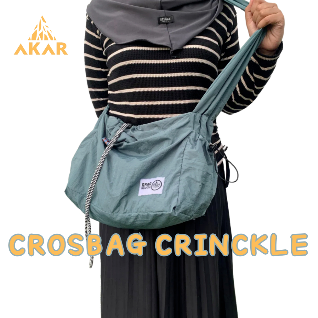 AKAR Crossbag tas selempang parasut slingbang nylon crinkle shoulderbag casual taslan pria  wanita