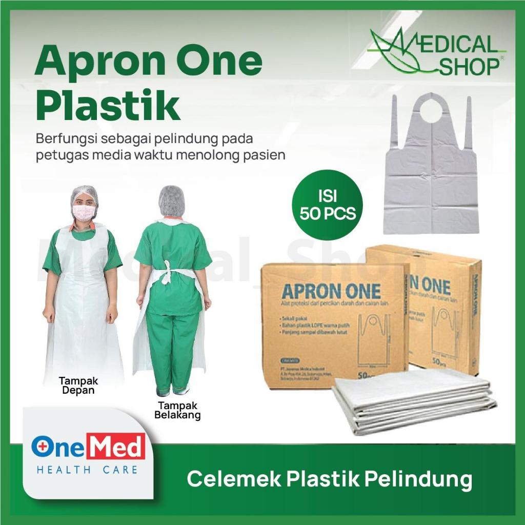 ONEMED l Disposable Apron Medis Plastik l Per Box Isi 50 Pcs