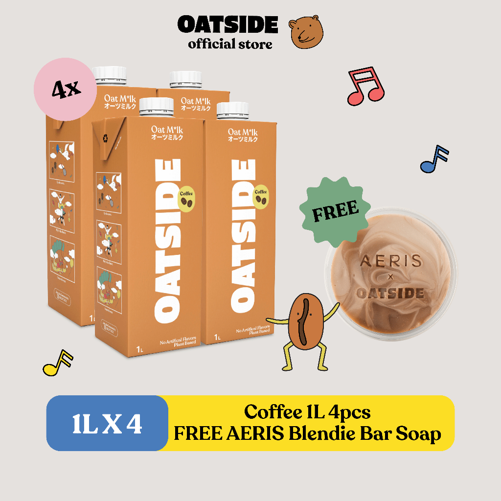 

OATSIDE Oat Milk Coffee 1L (4pcs) FREE AERIS Blendie Bar