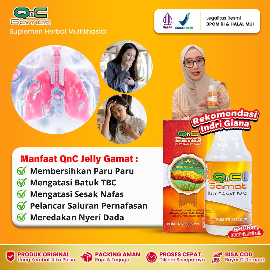 QnC Jelly Gamat Pembersih Paru Paru Susu Khusus Paru Paru Kotor Obat Paru Paru Basah Batuk TBC Flek 