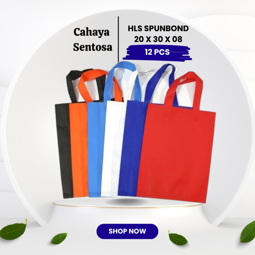 

Tas Kain Spunbond Goodie Bag (HLS) Model Tali Lipat Samping Ukuran 20 x 30 x 08
