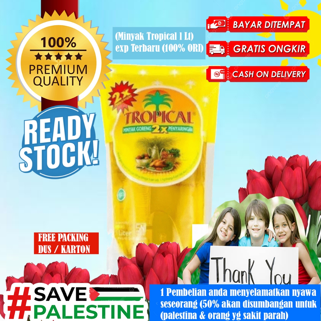 

Minyak Goreng Tropical 1 Liter Kemasan Pouch - Gratis Ongkir - Exp Terbaru