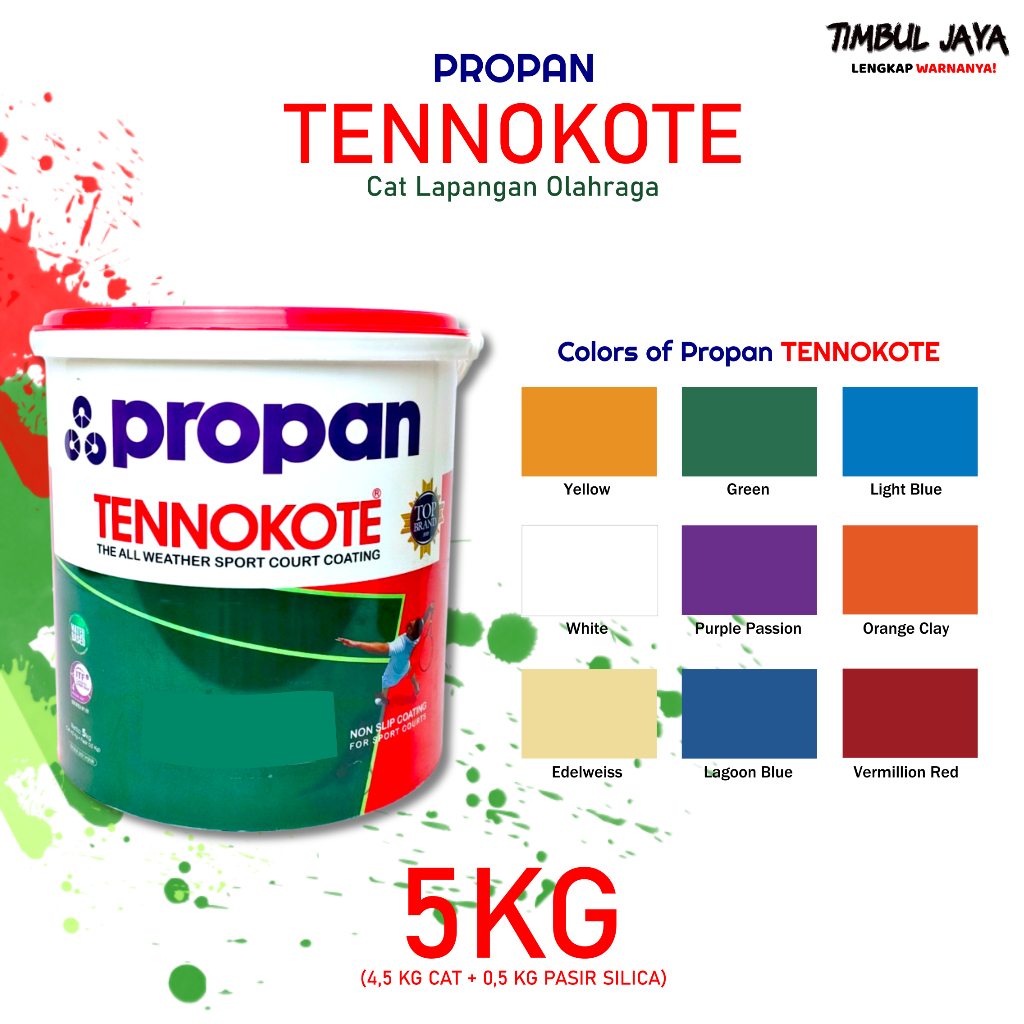 Cat Lapangan Outdoor Propan 5kg Warna Lengkap / Cat Lapangan Badminton Tenis Basket Futsal Olahraga