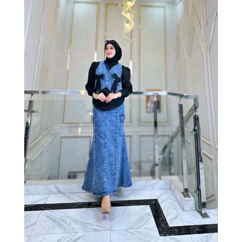 SETELAN ROK JEANS RANIA ELLA TRENDY