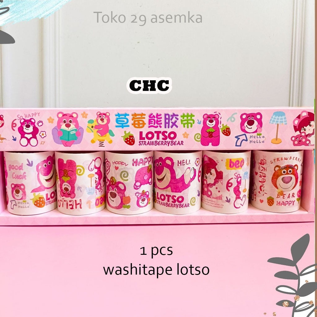 

1 PCS SOLATIP WASHI TAPE LOTSO CHC ALAT JURNALING JURNAL SATU KARAKTER BERUANG LOTSO PINK GAMBAR