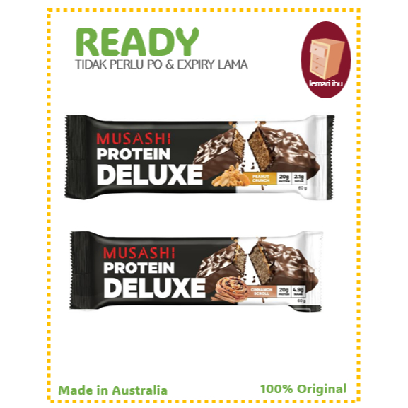 

Musashi Deluxe Protein Bar 60g - Protein Bar - 100% ORIGINAL - BARANG READY DIKIRIM - Made in New Zealand