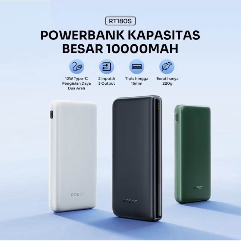 RESMI - ROBOT [BEST SELLER PRODUCT UPGRADE] Powerbank Fast Charging 10000mAh 3 Output Dual Input Typ