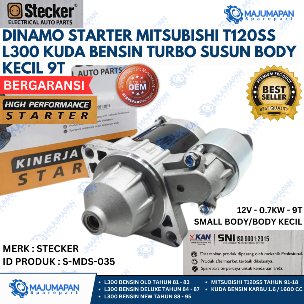 (BERGARANSI) DINAMO STARTER STATER MITSUBISHI T120SS L300 KUDA BENSIN TURBO SUSUN BODY KECIL
