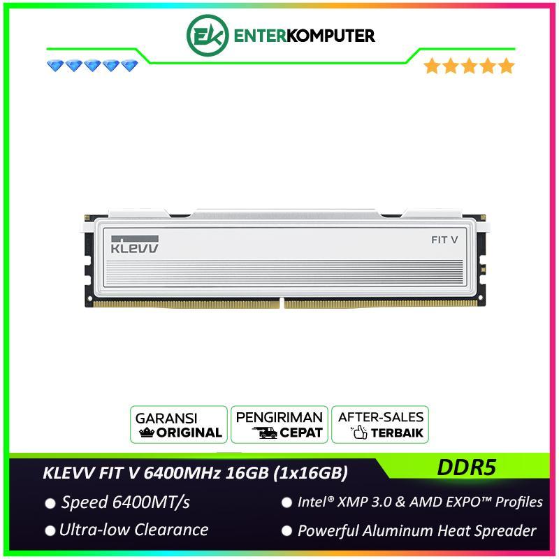 KLEVV FIT V Ceramic White DDR5 PC51200 6400MHz 16GB (1x16GB) / RAM 16GB