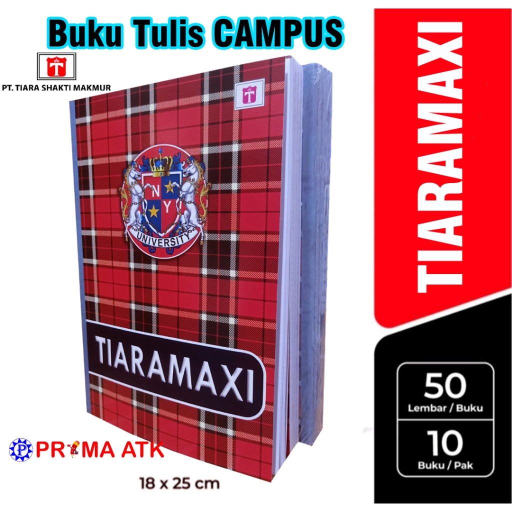 

(10 BUKU / 1 PAX) Buku Campus TiaraMaxi 50 Lembar / Buku Tulis TiaraMaxi Campus / Tiara Maxi