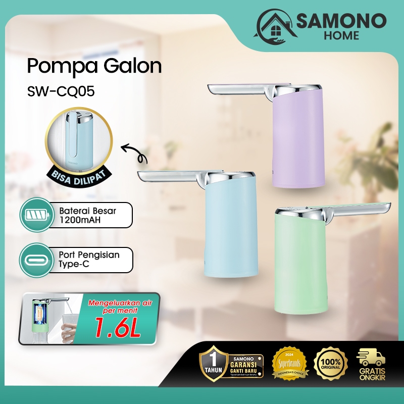SAMONO Pompa Galon Elektrik Bisa Dilipat Baterai 1200mAh Pompa Galon Lipat Pompa Galon Otomatis Penc