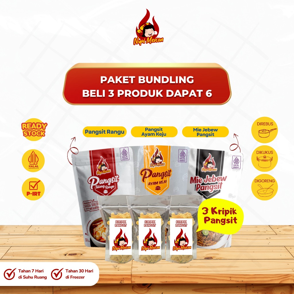 

Nyai Mercon - Paket Bundling Nyai Mercon Makanan Instan Beli 3 Dapat 6