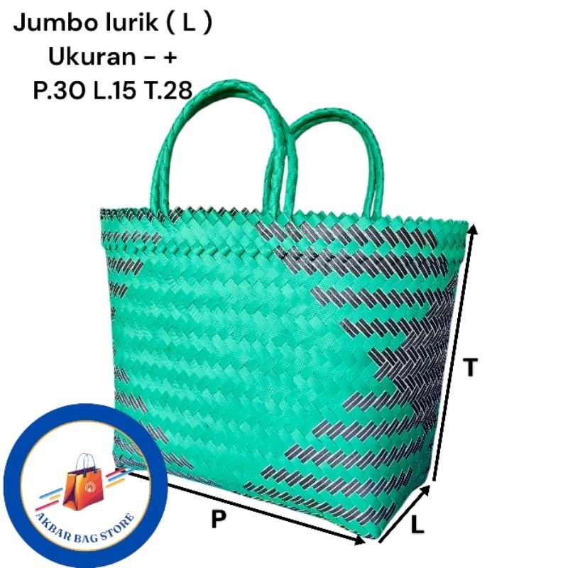 Tas Anyaman Plastik Jumbo Lurik ( L )