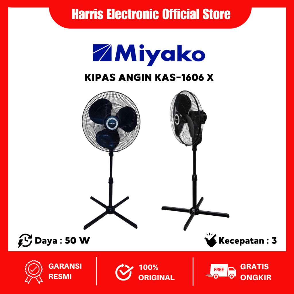 Miyako Kipas Angin KAS 1606 X PL / Stand Fan Miyako KAS-1606X PL / Kipas Angin Miyako ORIGINAL KAS16