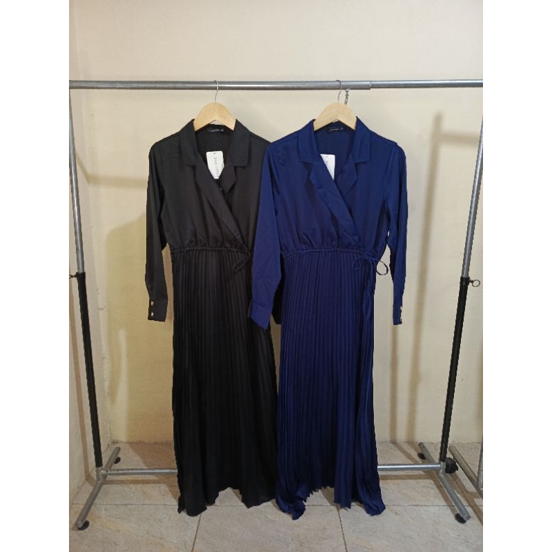EXECUTIVE GAMIS MAXI DRESS WANITA PLISKET LENGAN PANJANG ORIGINAL