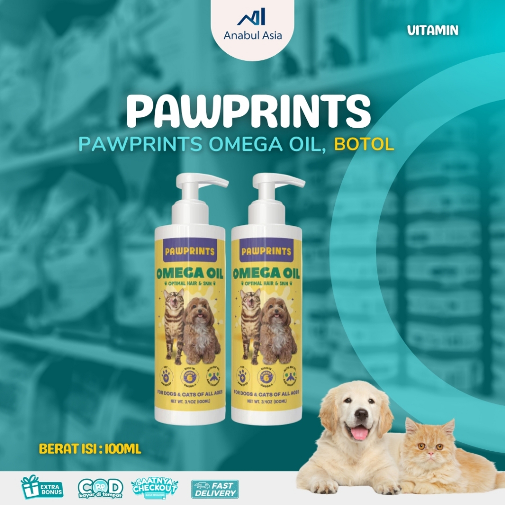PAWPRINTS Omega Oil 100 ML Minyak BSF Vitamin Kulit Bulu Anjing Kucing