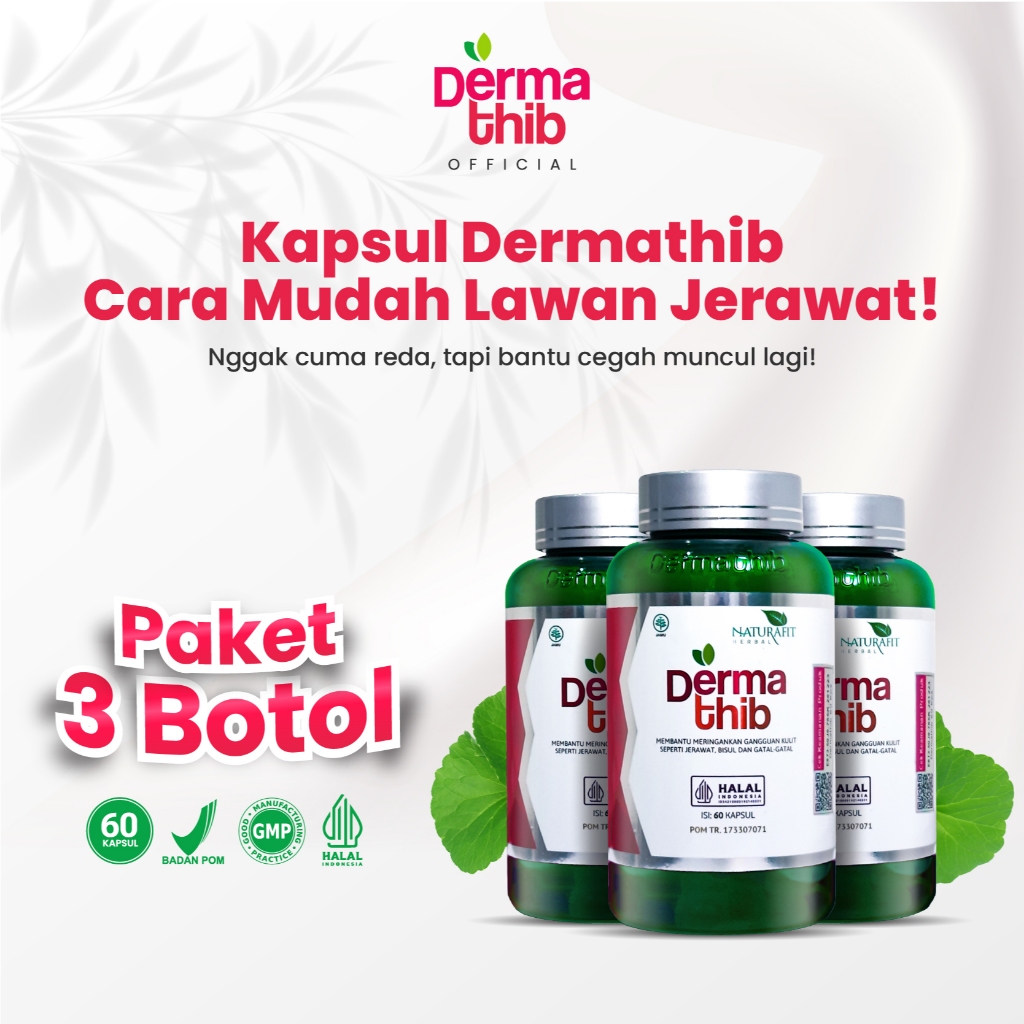 Kapsul Dermathib Obat Jerawat Dan Bekas Jerawat Batu Bruntusan Wajah Meredakan Dan Menenangkan Kulit