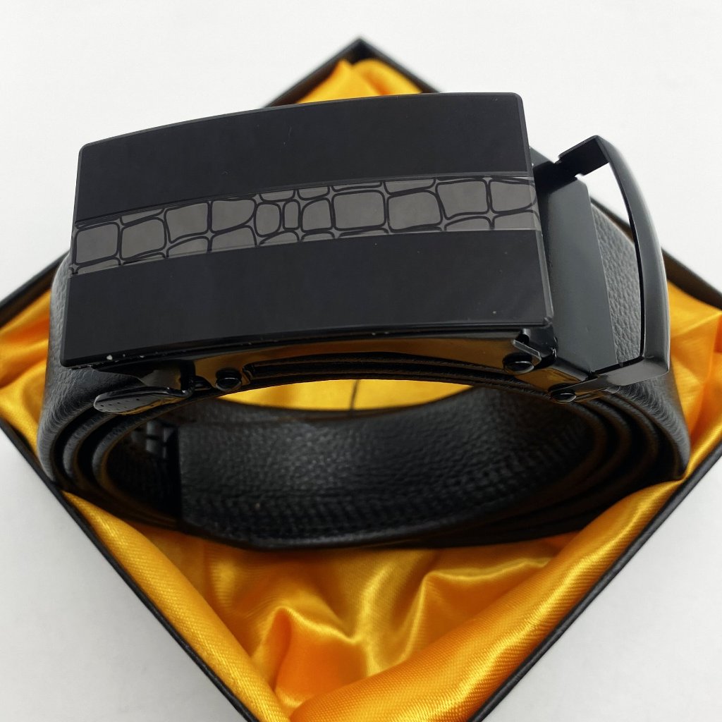 KULIT ASLI Genuine Leather ikat pinggang gesper besi pria model rel hitam cokelat