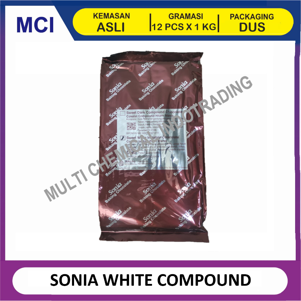 

SONIA WHITE COMPOUND / COKELAT BATANG PUTIH SONIA 1 KG - 1 DUS 12 PCS