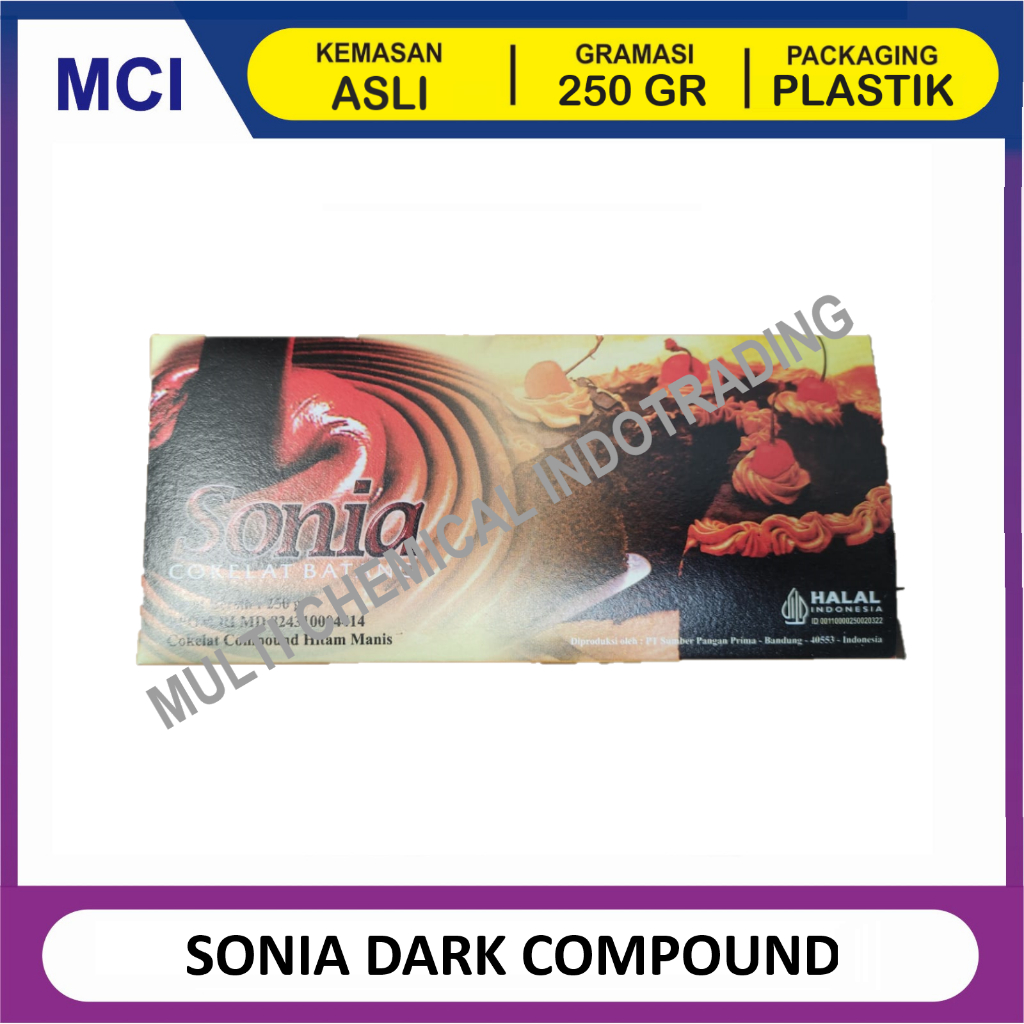 

SONIA DARK CHOCOLATE COMPOUND / COKELAT BATANG COKLAT SONIA 250 GR