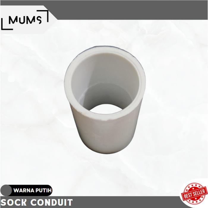 10 PCS Sambungan Pipa Listrik Conduit Lurus Putih 20 mm PVC Plastik Socket Sock Sok Konektor Pipa Pa
