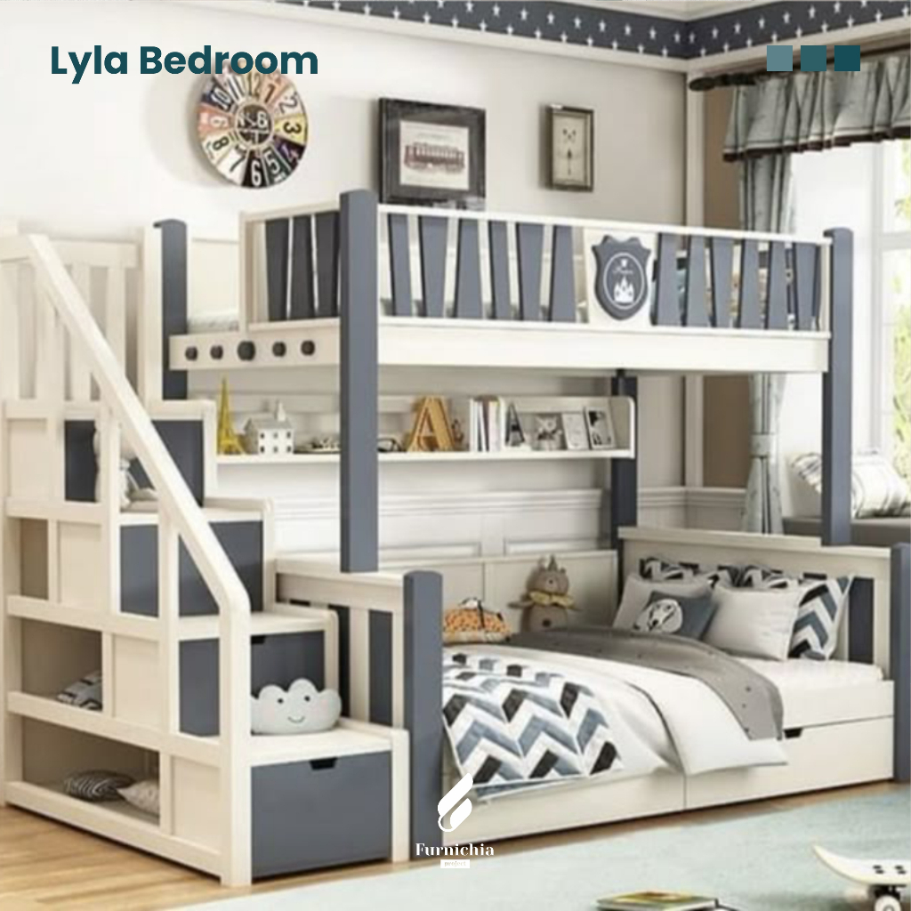 Ranjang Anak Tingkat 2 bed, Kamar tidur anak 2 kasur, Ranjang susun 2 bed, Tempat tidur tingkat,