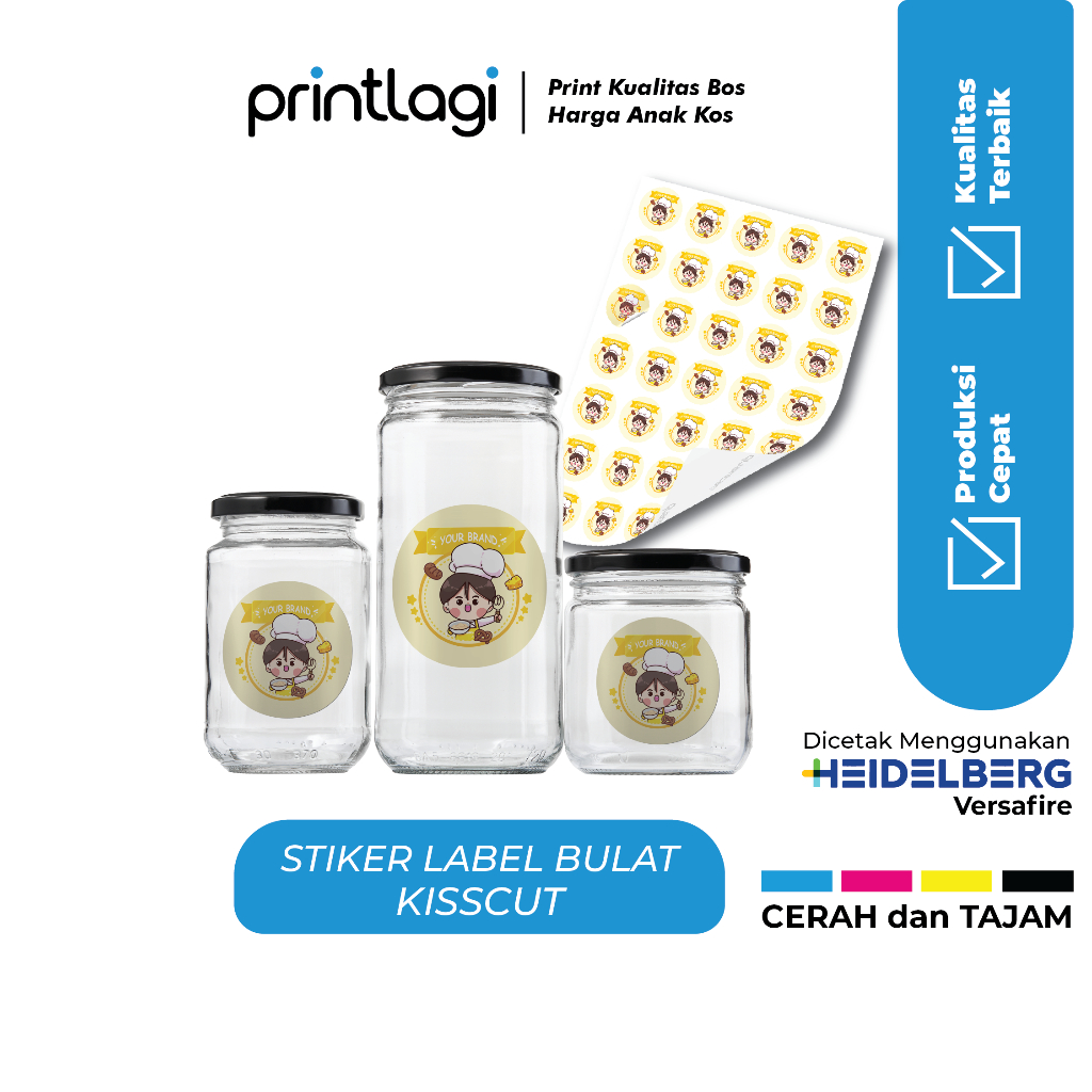 

Stiker Kemasan UMKM Murah - Cetak Stiker Custom - Sticker Label Bulat Vinyl - Stiker Kromo / Chromo