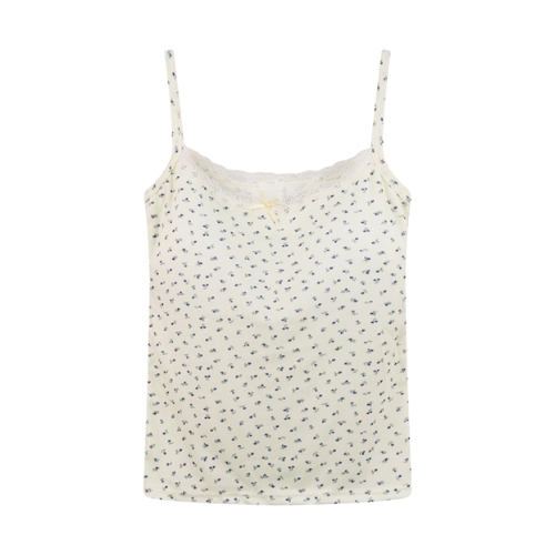 [ KHAEFASHION ] - (BR252) Tanktop Bra Wanita Motif Bunga Renda Atasan Tali Singlet Floral Lace Pita 